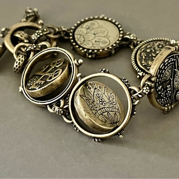 Lucky Brand Toggle Bracelet Antique Bronze Swivel Coins - Picture 8 of 14